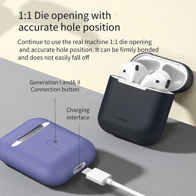 Baseus Ультратонкий чехол гарнитура для airpods универсальный силиконовый защитный