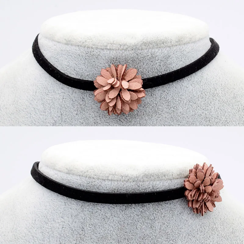 2 шт./компл. черный Велет колье ожерелье для женщин цветок кулон тату чокер Boho Femme