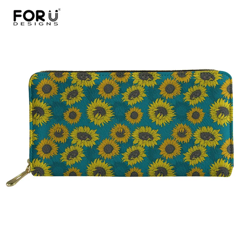 L5261Z21 FORUDESIGNS/милый женский кошелек, модный дизайн подсолнухов, милый Длинный кошелек, держатель для карт, сумка для монет, Дамский кошелек из искусственной кожи - Цвет: L5261Z21
