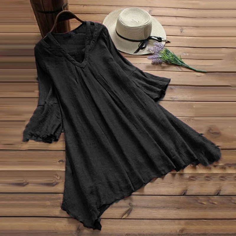 Фото 3 Color Five-point Sleeve Skirt Women Tops Bell V-Neck Big Hem Solid Sweet Loose Fashion New 3 Color Five-point Sleeve Skirt Women Tops Bell V-Neck Big Hem Solid Sweet Loose Fashion New