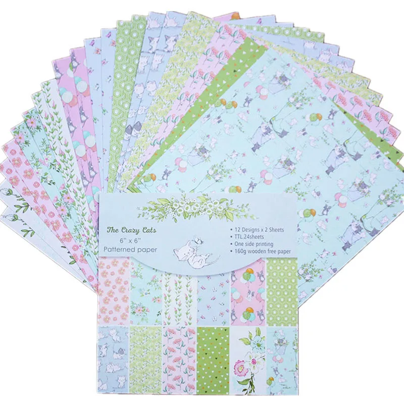 

Бумажные пакеты для скрапбукинга с милыми кошками, 24 шт., 12 дюймов, для самостоятельного изготовления альбомов, открыток, декоративно-прикла...