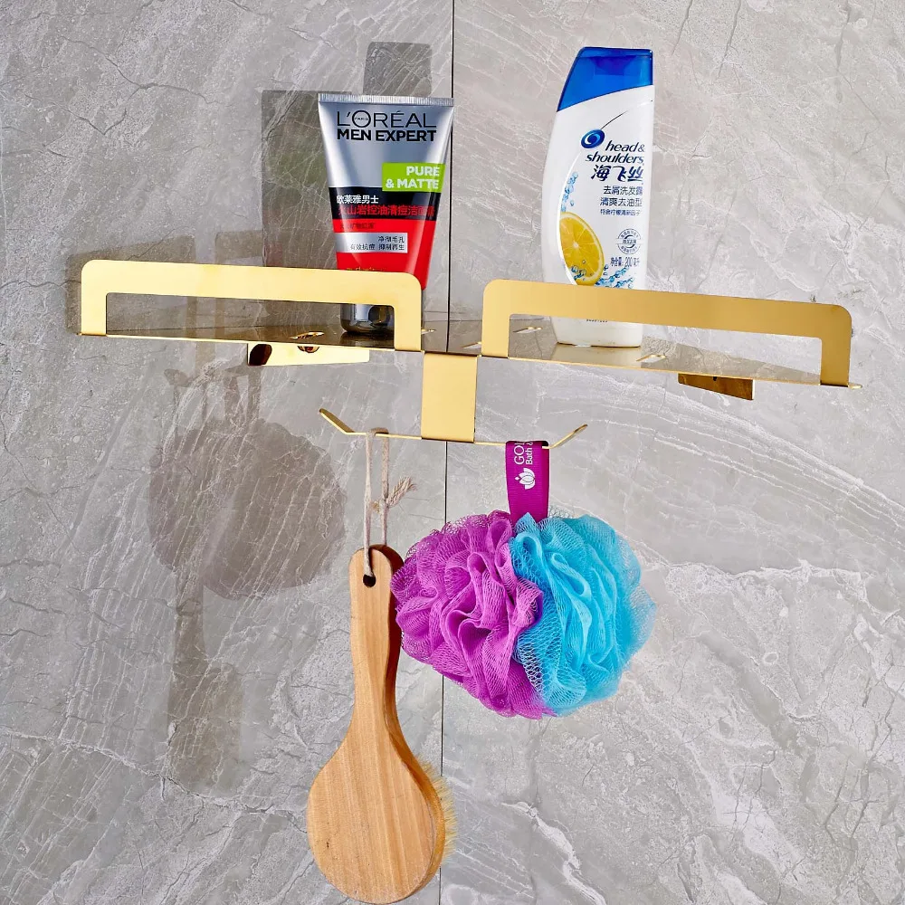 США Бесплатная доставка туалетный Твердый латунный золотой полка для ванной