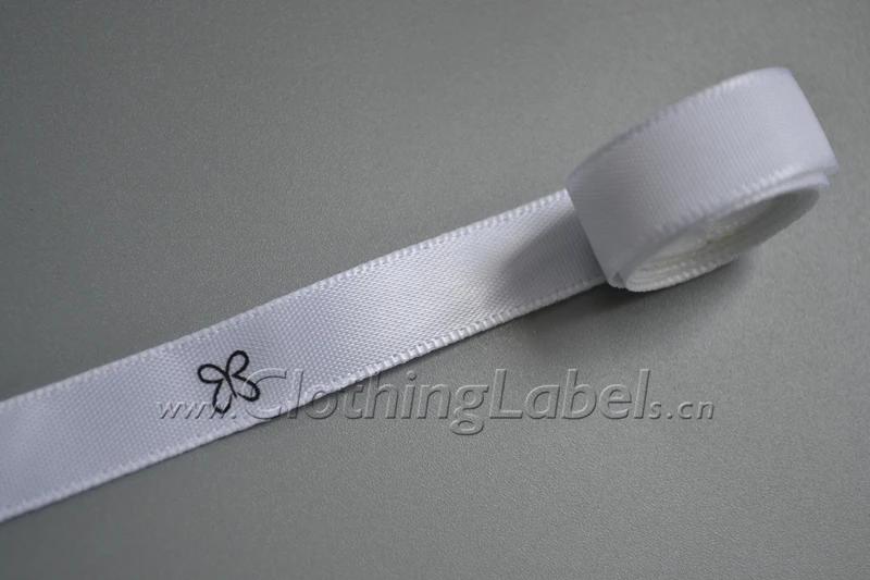 

white satin tape for garments decoration, 1cm wide printed label