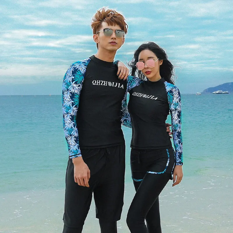 Мужской женский комплект из 5 предметов с принтом длинным рукавом и молнией топ