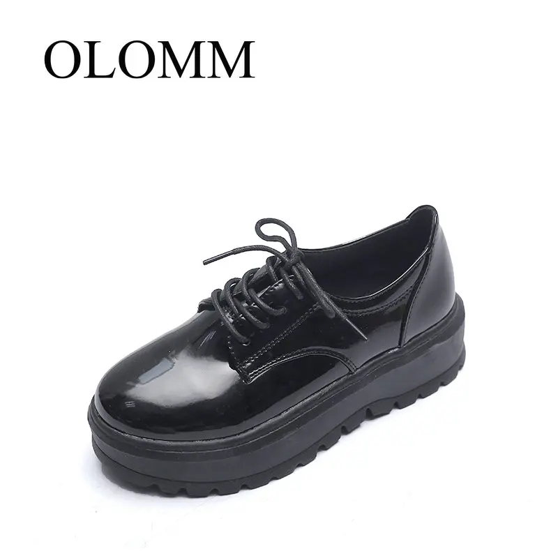 OLOMM/Новинка года; сезон осень; корейская мода; Британский ветер; толстая подошва; маленькие туфли; женская повседневная обувь на платформе; LL-81