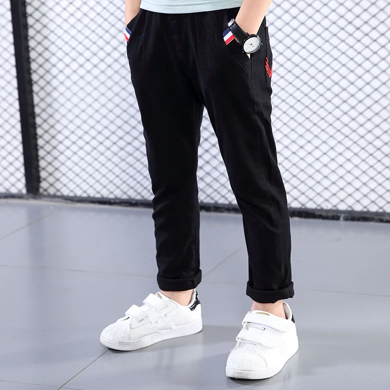 New Year Boys Pants Trousers Clothes Cotton Solid Elastic Waist Pencil For Fashion Embroidery Children Clothing | Детская одежда и