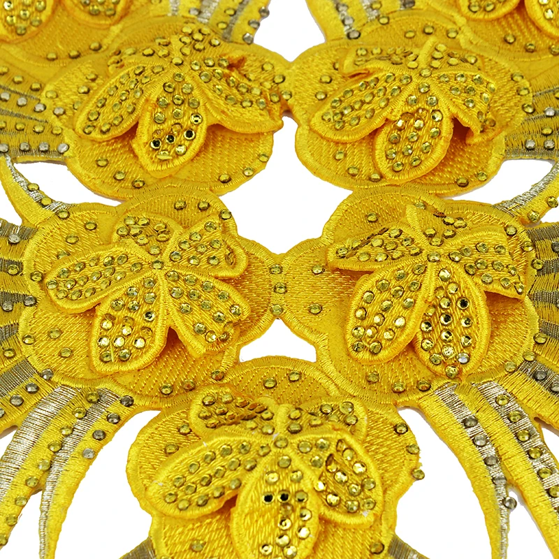 2 шт. декоративные нашивки для воротника с жёлтым бисером | Дом и сад