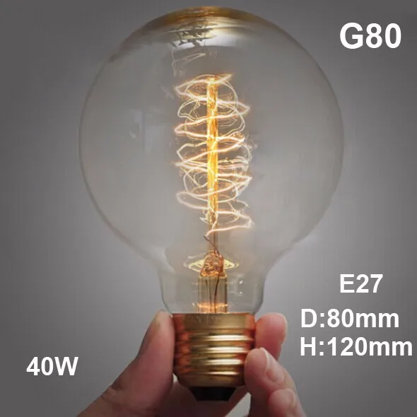 Лампа Эдисона E27 220 в 40 Вт T10 T185 T30 BT58 G80 Ретро лампа накаливания Эдисона лампа накаливания светильник лампочки с ампулой винтажная лампа