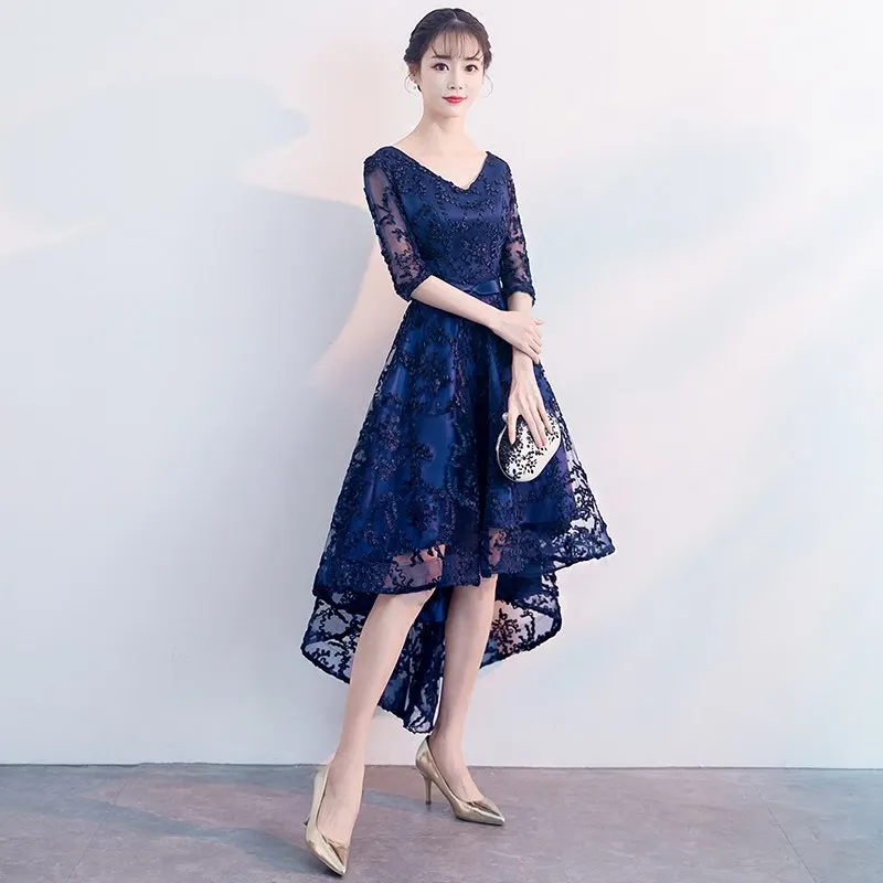 Темно синие кружевные праздничные платья в восточном стиле китайские винтажные