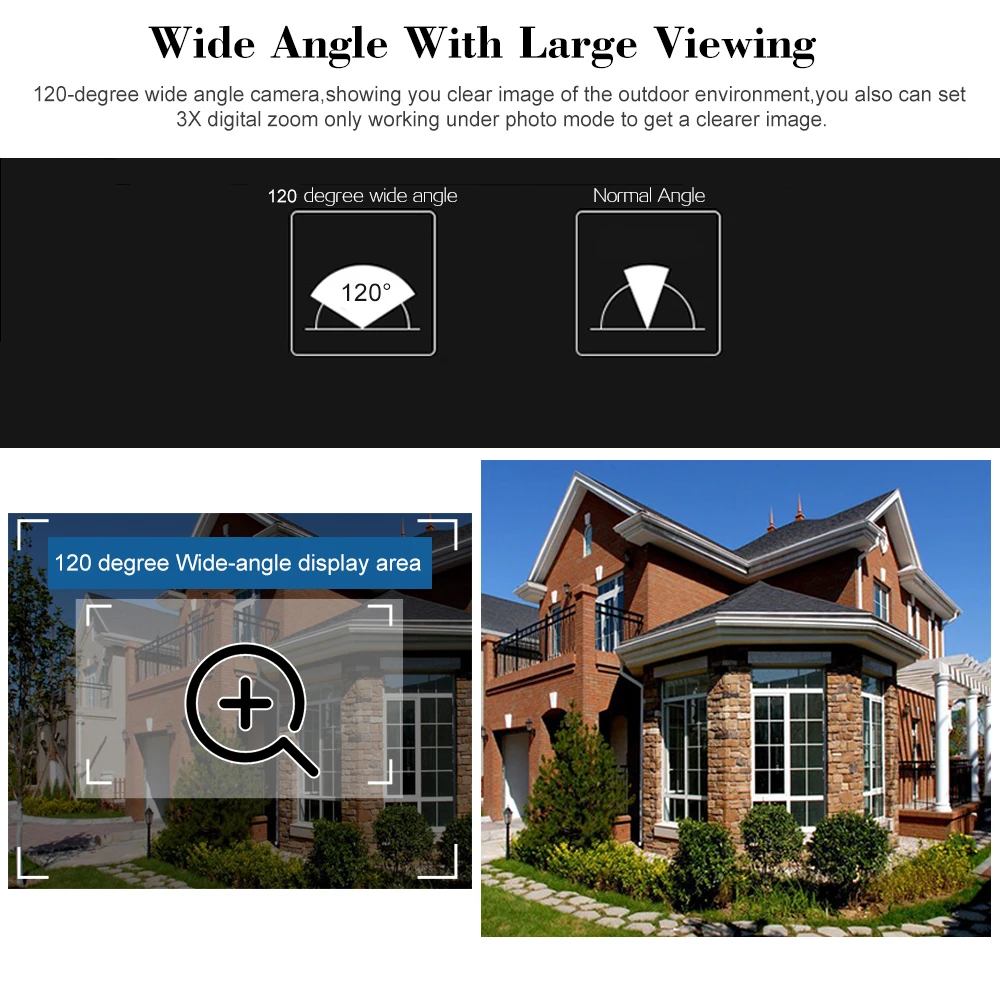 4,3 дюймов 120 градусов угол ночной Видимый глазок дверной звонок с батарейным управлением(внешний) дверной глазок дверной звонок кольцо