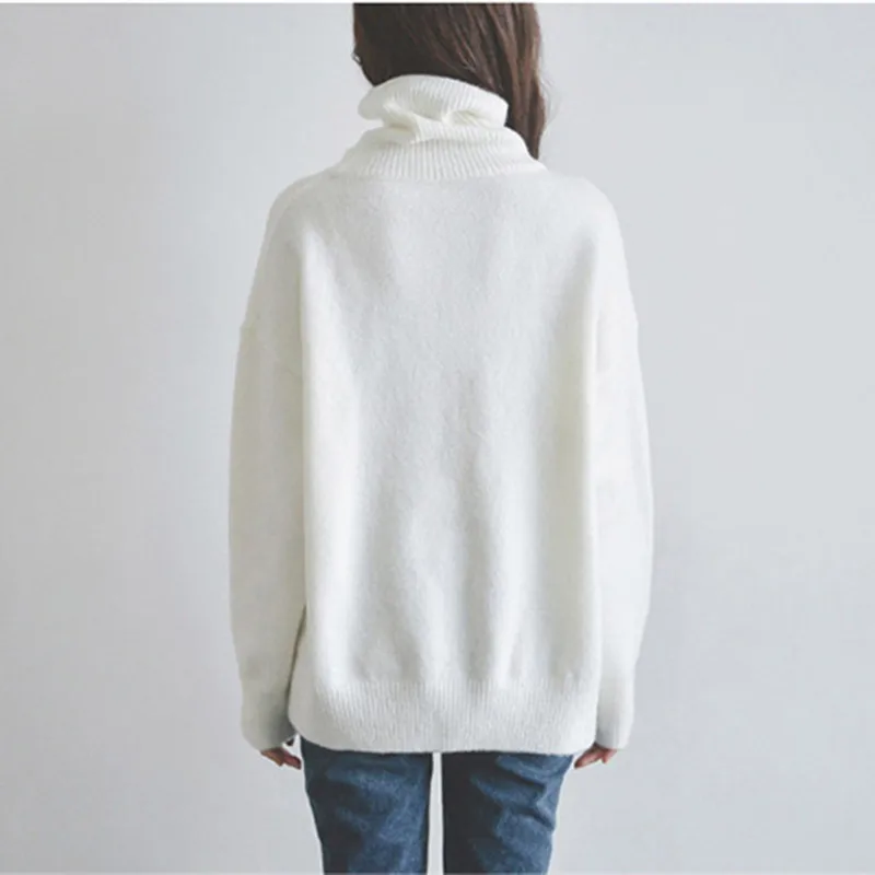 21Club Thick section Turtleneck Sweater 2017 New Autumn Winter Loose Pllouvers Tops Plus Size Famous Brand Women White Sweaters | Женская