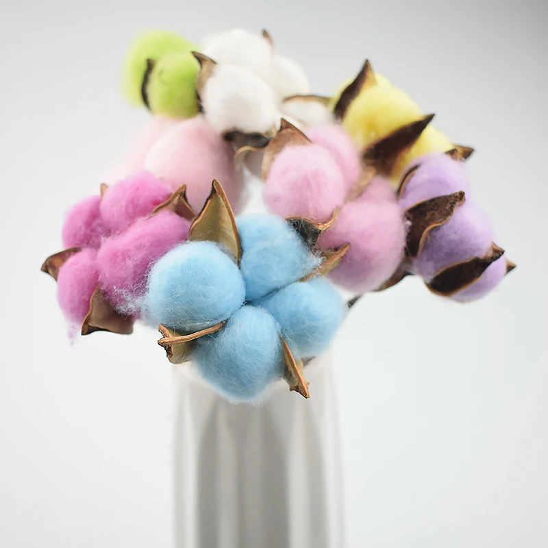 Сушеные цветы из хлопка 1 шт. букет хлопковых цветов искусственных для домашнего