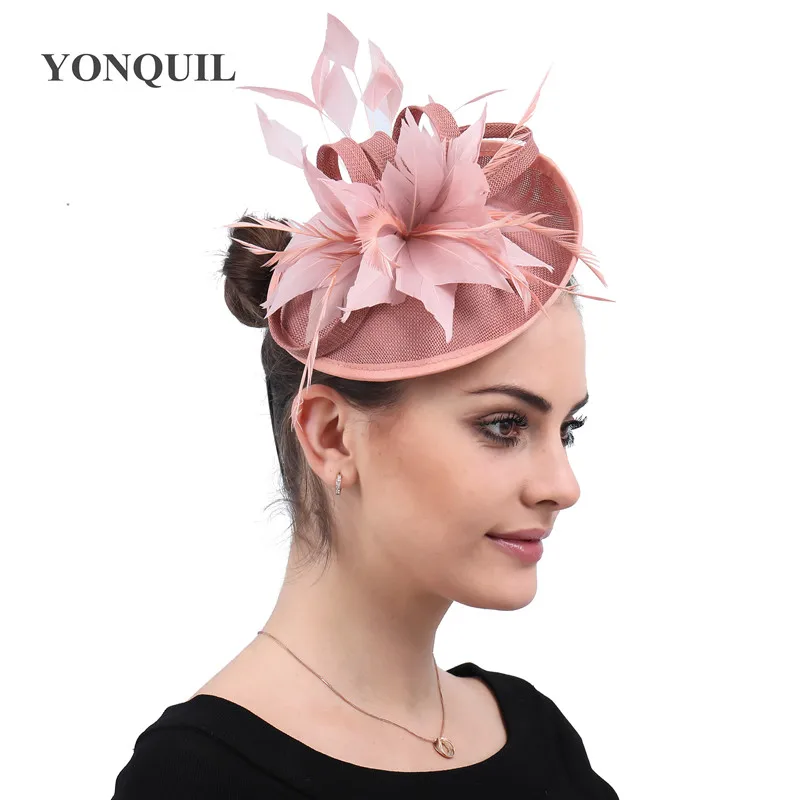 

Grey Women's Feather Bridal Event Occasion Hats Imitation Sinamay Fascinators Headwear Cocktail Derby Church Wedding Party Race