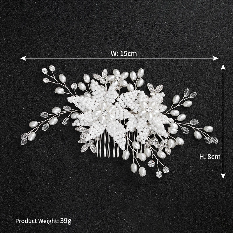 Новейший белый жемчуг цветок свадебный гребень для волос ручной работы со