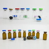 100 x 3ml clear amber cute small glass bottle flip plastic aluminum cap butyl stopper3cc mini glass vials glass container