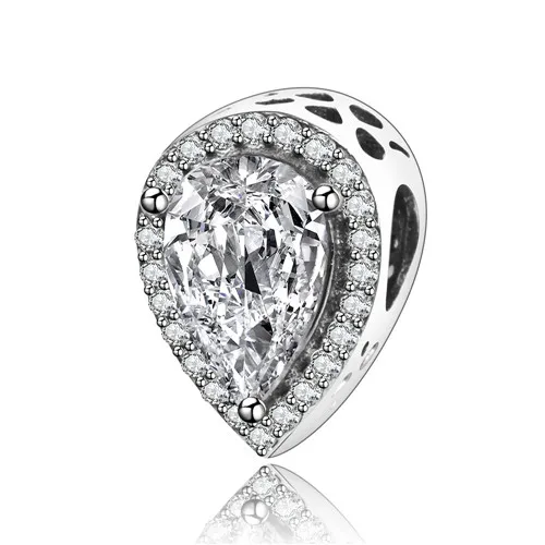 Зима, сделай сам, подходят к оригинальным браслетам Pandora, 925 пробы, Серебряное сердце, очаровательные бусины с прозрачными фианитами, изготовление ювелирных изделий berloque - Цвет: PD0660