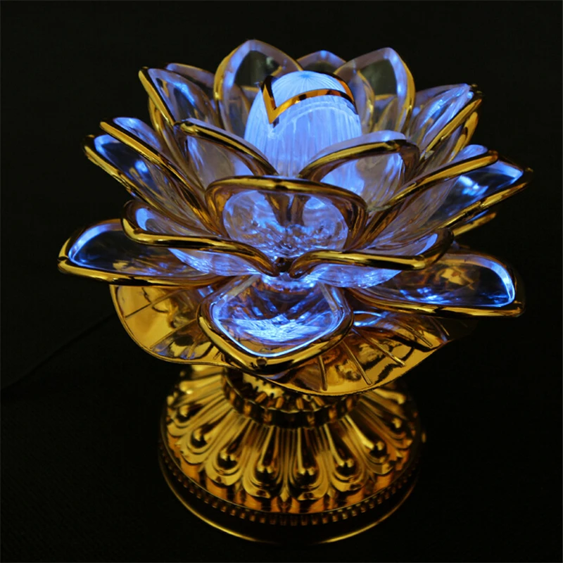 Святой 7 Красочный светодиодный Лотос лампы буддийские поставок сплав база