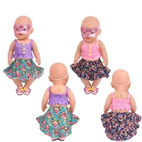 dolls clothes 2pcs vintage dress shoes baby toys accessories fit 43 cm baby doll and american 18 inch girls f785