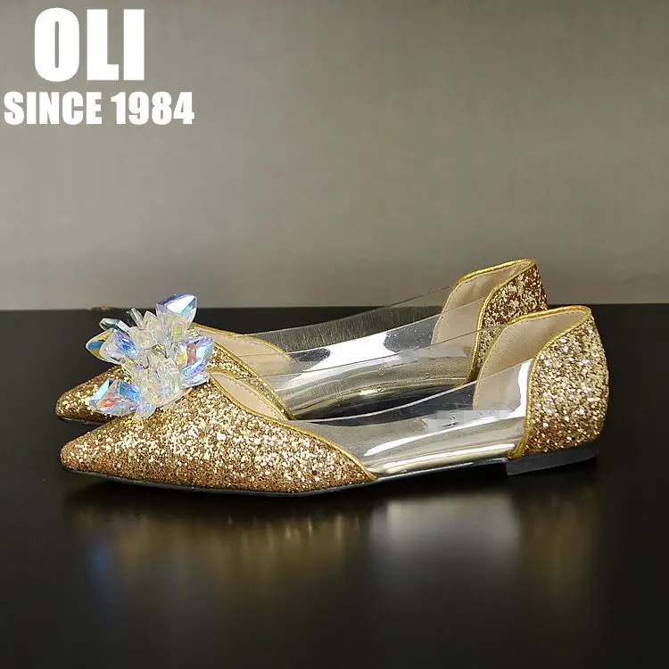 Свадебные туфли свадебные на плоской подошве с острым носком со стразами Цвет