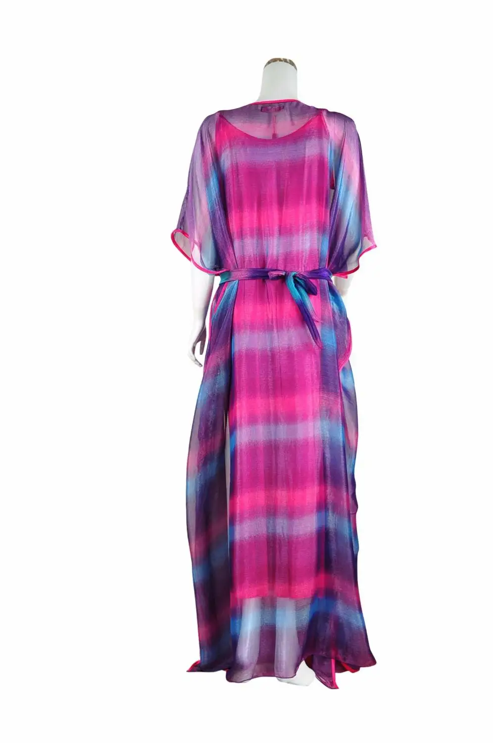 Модное платье-абайя радужного дизайна с круглым вырезом для африканских