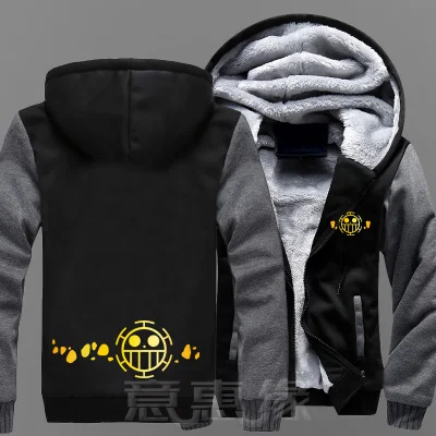 14 Новые зимние куртки и пальто одна деталь Толстовка аниме Trafalgar D водное право с капюшоном Толстая молния мужские толстовки - Цвет: 14