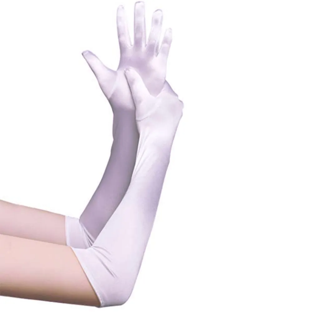 1 Pair 48Cm Womens Elegant Opera Long Satin Gloves Banquet Wedding Evening Halloween Fancy Dress Party Costume Light Purp | Свадьбы и