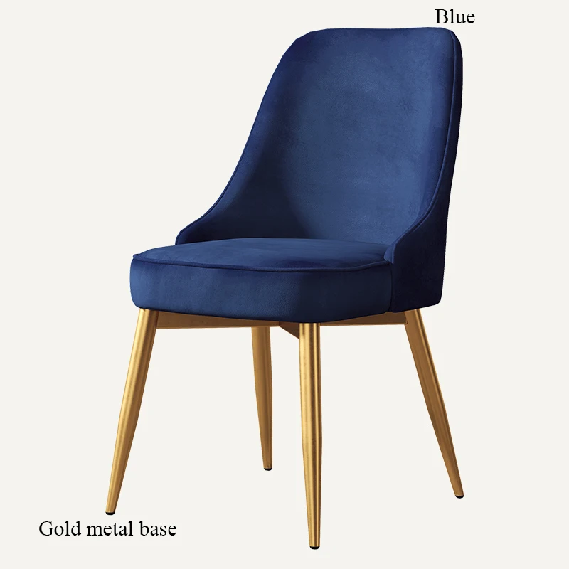 Gold base Blue Минималистичный современный стул с высоким отскоком, мебель, стул для ресторана, современный полиуретановый китайский железный стул, деревянный кухонный обеденный стул - Цвет: Gold base Blue