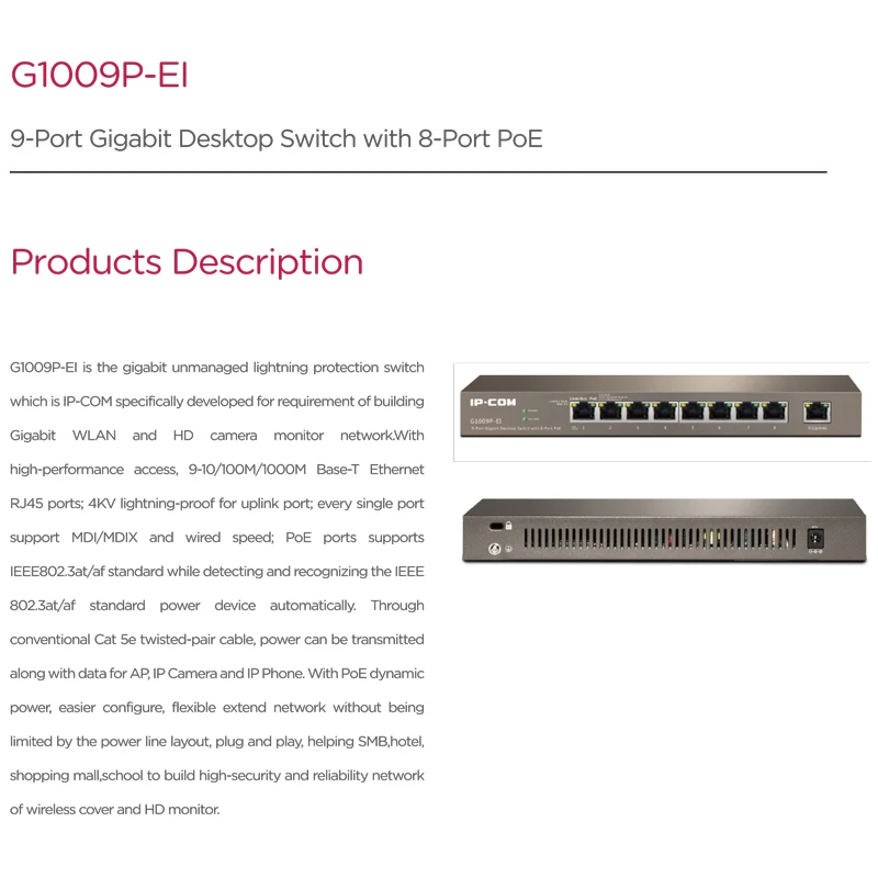 G1009P 9 портовый гигабитный неуправляемый сетевой коммутатор ethernet 9*10 100 1000 Мбит/с RJ45