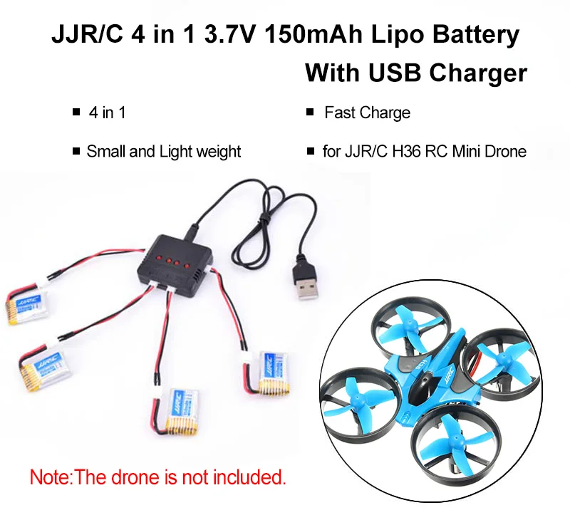 4 шт. JJRC H36 3 7 V 150mAh 30C Lipo батарея и USB зарядное устройство X4-016 для RC Mini Quadcopter Drone |