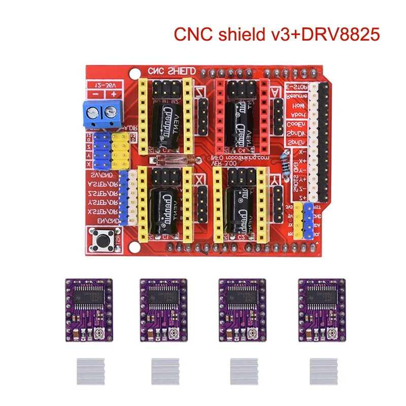 CNC щит v3 Плата расширения для V3 гравер + 4 шт. StepStick DRV8825 драйвер с теплоотводом 3d