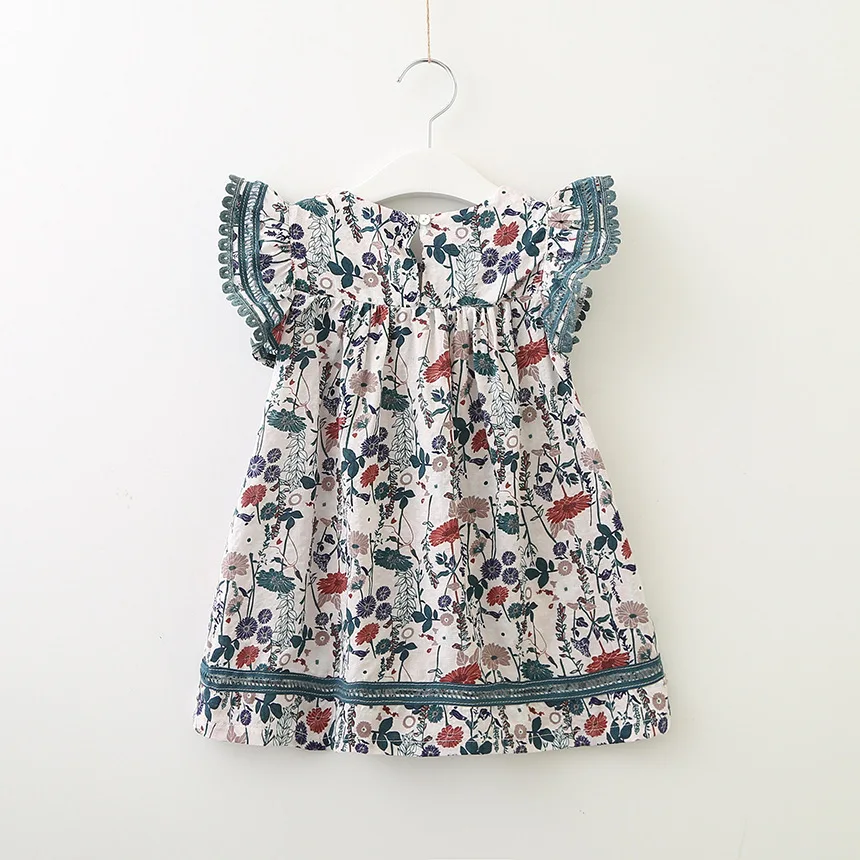 Babyinstar 2019 New Girl Child Dresses Flower Print Little Girls Flying Sleeve Kids Clothes Cotton Summer Dress | Детская одежда и
