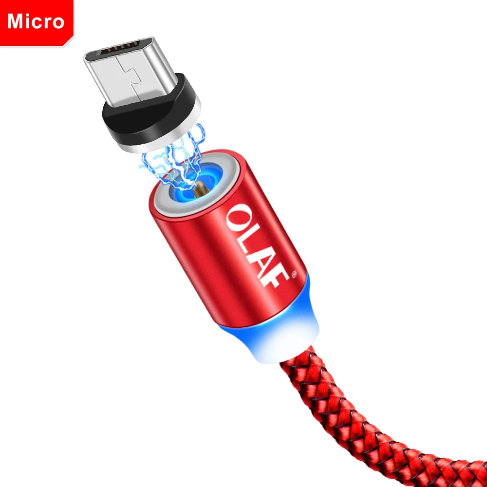Red Micro USB Олаф 1 м 2 м Быстрая Зарядка светодиодный Micro usb type C кабель для Xiaomi для samsung мобильного телефона зарядное устройство Шнур для iPhone 7 8 X XR XS Max - Цвет: Red Micro USB