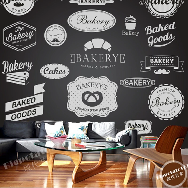 Пользовательские 3D современные обои хлеб торт значок для ресторана кафе бар