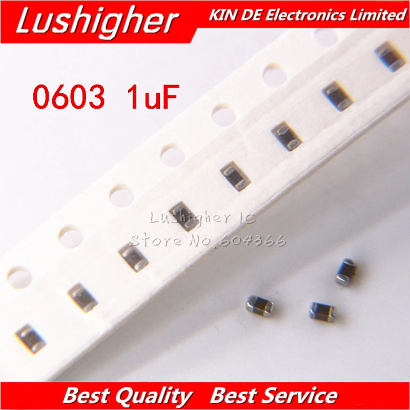 

100pcs 0603 1uf 105K X7R 50V 10% SMD Ceramic Capacitor MLCC