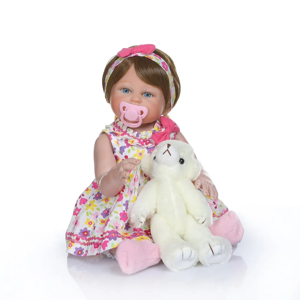 

48cm mini Size bebes Reborn Toddler Doll Toy Lifelike Vinyl Baby With real baby Skirt Alive Girl princess Birthday party gift