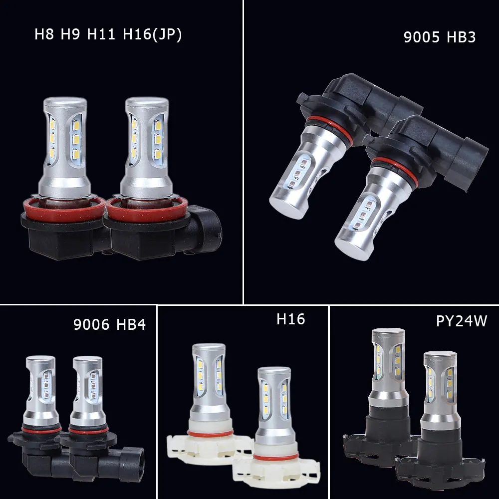 Пара светодиодные противотуманные фары Bosmaa Canbus H8/H9/H11/H16(JP) 9005/HB3 9006/HB4 H16/5202 PY24W с
