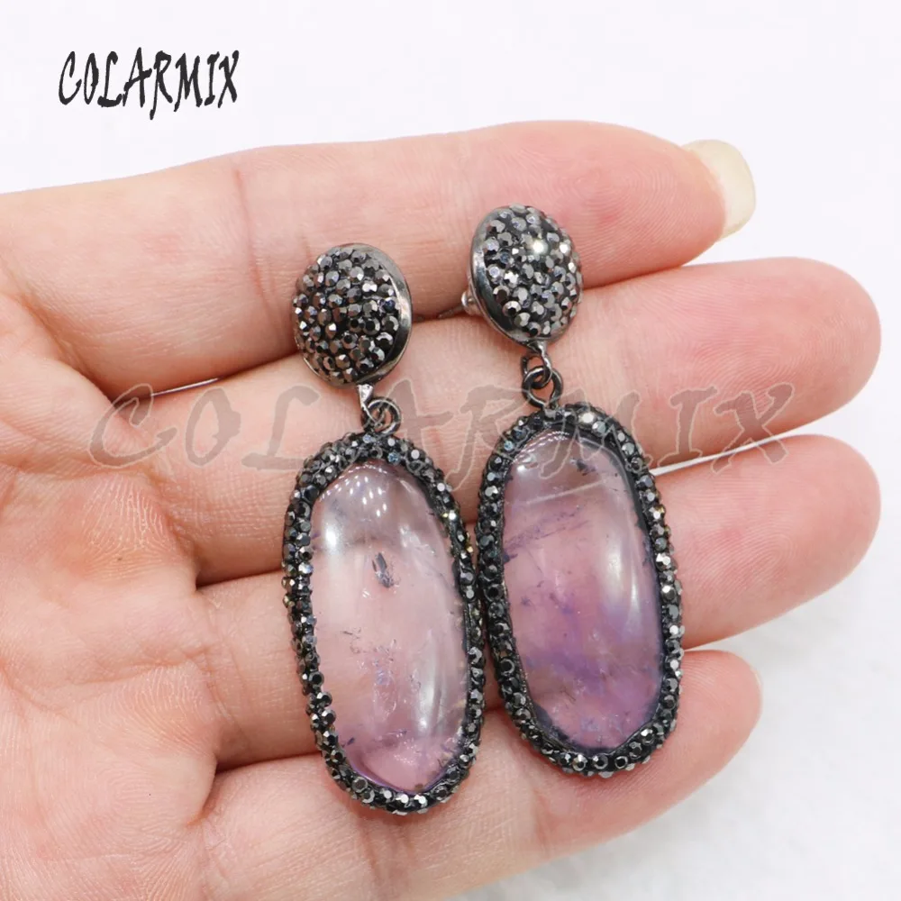 3 пары Природный кристалл серьги камня проложили камни камень ювелирные изделия