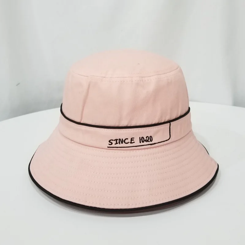 pink Хлопок, как материал для реализации, вышивка буквами, Панама, шляпа рыбака, шляпа для путешествий на открытом воздухе, шляпа от солнца, шапки для мужчин и женщин - Цвет: pink