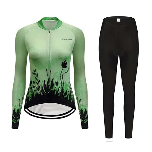 jersey and pants 4 Зимний термальный флисовый Женский комплект для велоспорта, одежда для триатлона, спортивный костюм, Майо для горного велосипеда, комплект одежды - Цвет: jersey and pants 4