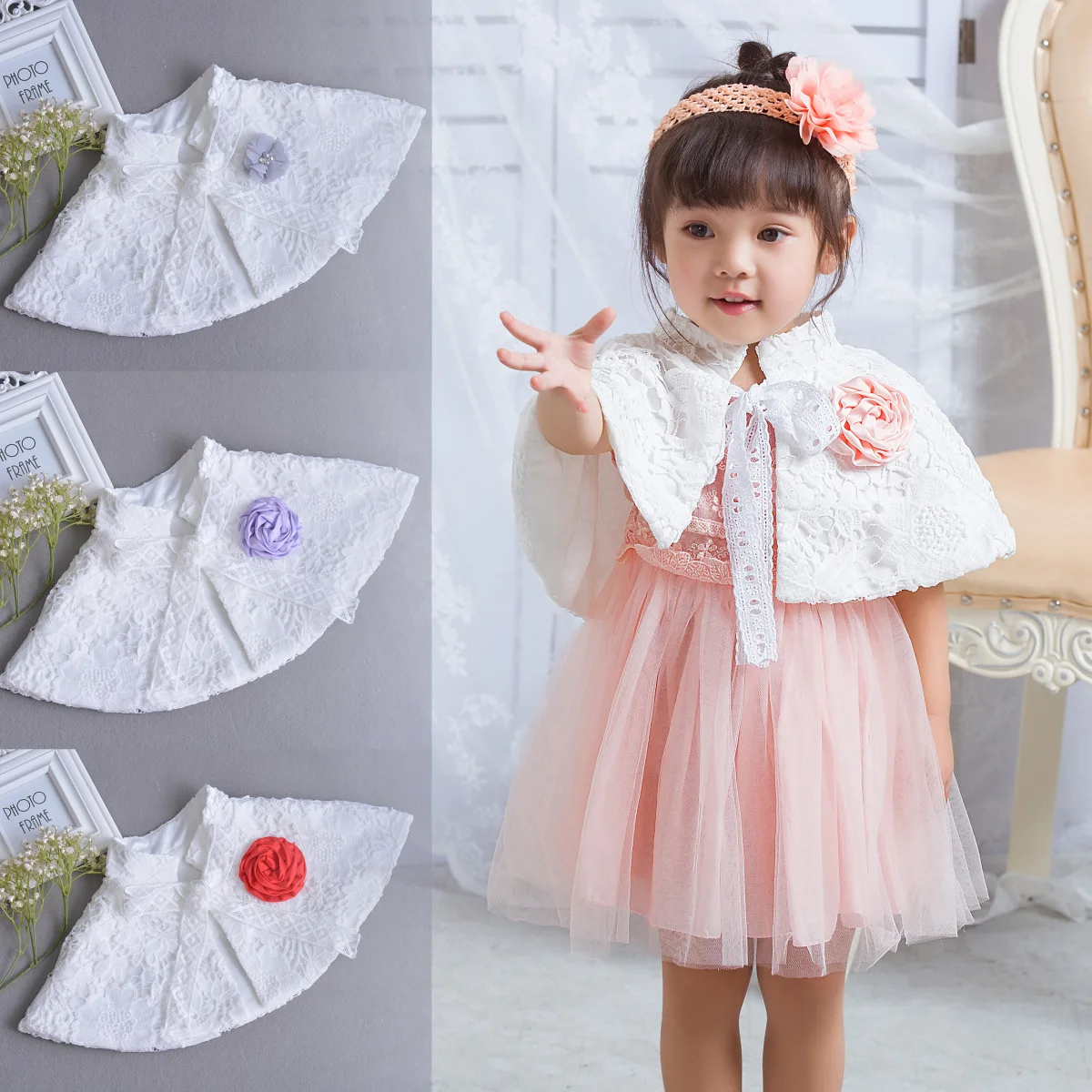 2021 New Baby Girls Shrug Fashion Lace Bolero Formal Toddler Wedding Party Jacket Kids Clothing | Детская одежда и обувь