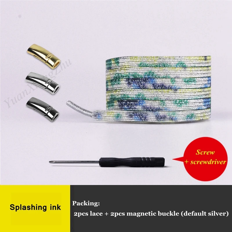 Splashing ink 1 пара новых быстрых шнурков без шнурков Магнитный шнурок на плоской подошве эластичные кроссовки шнурки специальные творческие Дети Взрослые Унисекс шнурки - Цвет: Splashing ink