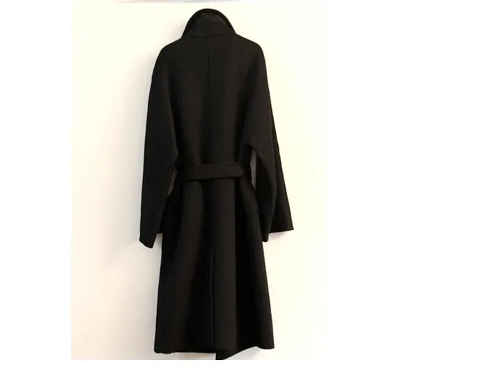 Womens Woolen Cashmere Long Belt Trench Coats Mid-calf British Overcoat Casual Duffle Outwear Luxury Warm 2Colors Plus SPY9016 | Женская
