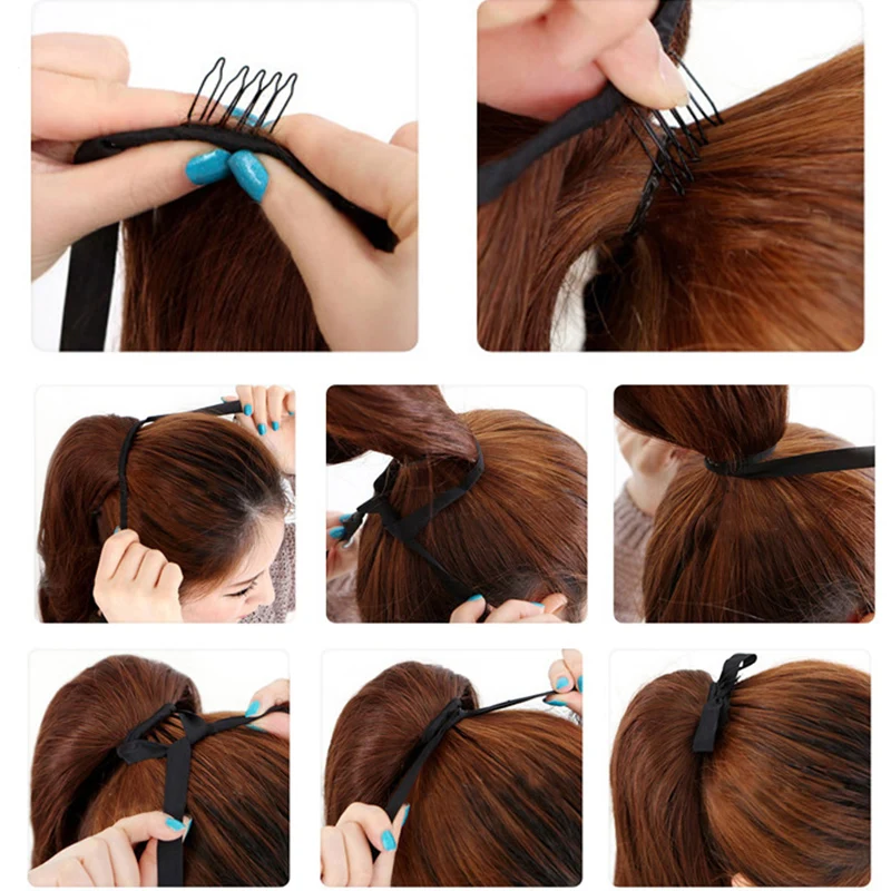 Длинные слоистые связать конский хвост клип-на кусок волос Расширения