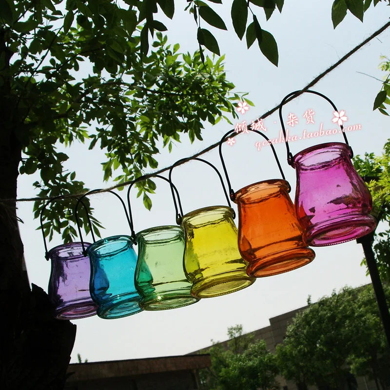 Стеклянная проволочная бутылка ярких цветов многоцветная для гидропоники мусса
