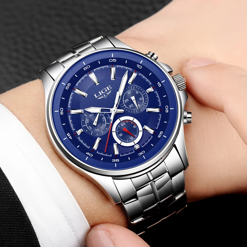 

LIGE Watch Men Business Waterproof Clock Mens Watches Top Brand Luxury Fashion Casual Sports Quartz Wristwatch Relogio Masculino