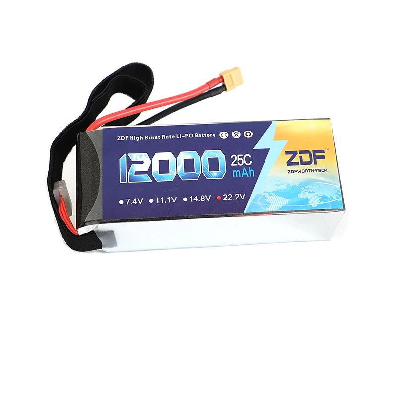 Бесплатная доставка ZDF Power RC Lipo Battery 6S 22 2 V 12000mAh 25C 50C для вертолета дрона FPV UAV машина