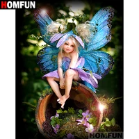 homfun full squareround drill 5d diy diamond painting butterfly fairy embroidery cross stitch 5d home decor gift a07050