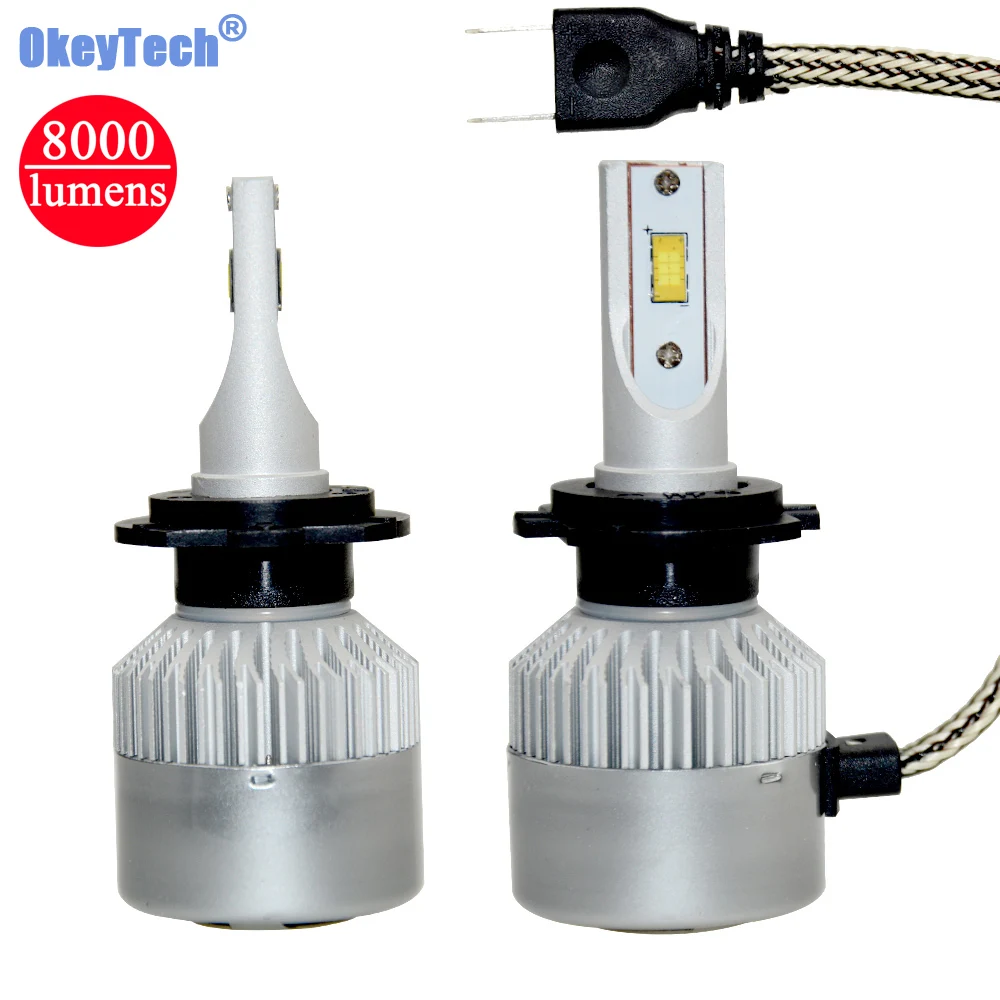 OkeyTech H7 лампы для фар 72 Вт 6000 К CSP чип LED 9 ~ 36 В фара противотуманная 8000лм однолучевая