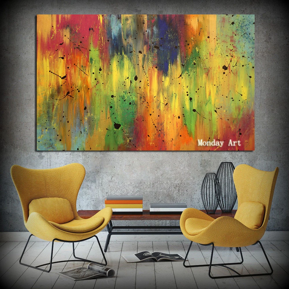 

Dropshipping abstract Oil Paintings Colorful Abstract Wall Pictures for Living Room office no Framed handpainted oil paintings