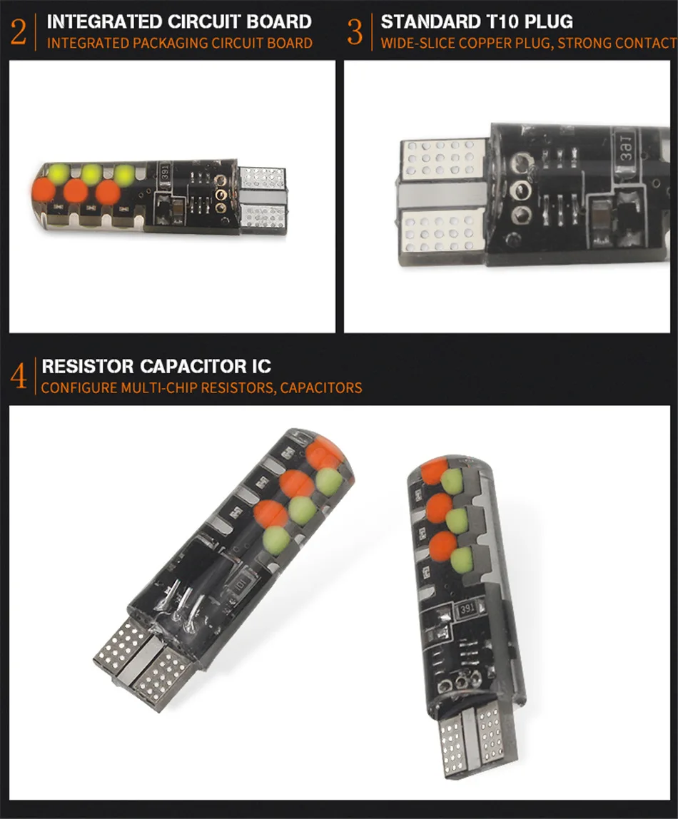MON-SU автомобильный T10 w5w led 12V RGB атмосферный светильник декоративный на танкетке с